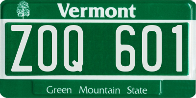 VT license plate ZOQ601