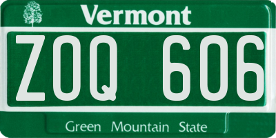 VT license plate ZOQ606