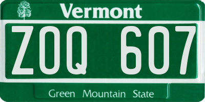 VT license plate ZOQ607