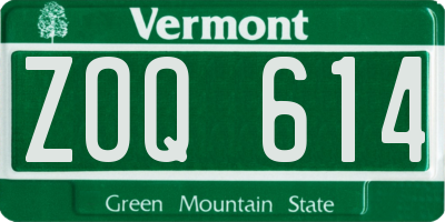 VT license plate ZOQ614