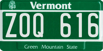 VT license plate ZOQ616