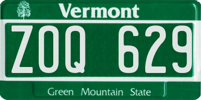 VT license plate ZOQ629