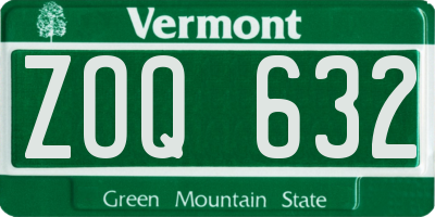 VT license plate ZOQ632