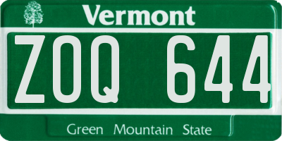 VT license plate ZOQ644
