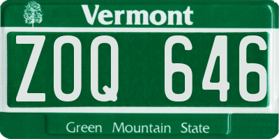 VT license plate ZOQ646