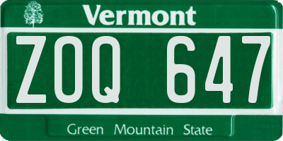 VT license plate ZOQ647