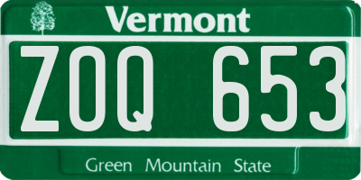 VT license plate ZOQ653