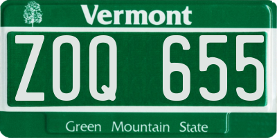 VT license plate ZOQ655