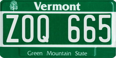 VT license plate ZOQ665