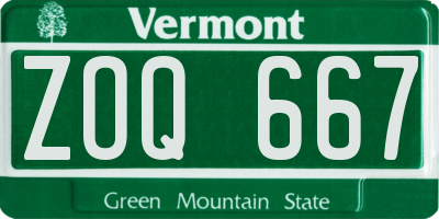 VT license plate ZOQ667