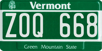 VT license plate ZOQ668
