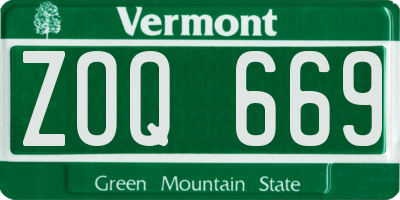 VT license plate ZOQ669