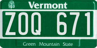 VT license plate ZOQ671