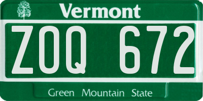VT license plate ZOQ672