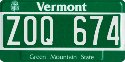 VT license plate ZOQ674