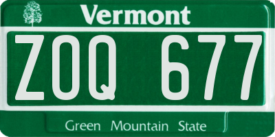 VT license plate ZOQ677