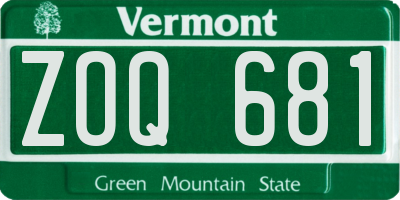 VT license plate ZOQ681