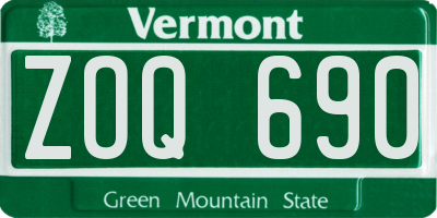 VT license plate ZOQ690