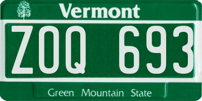 VT license plate ZOQ693
