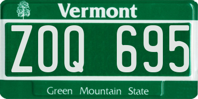 VT license plate ZOQ695