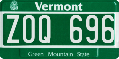 VT license plate ZOQ696