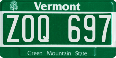 VT license plate ZOQ697