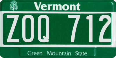 VT license plate ZOQ712