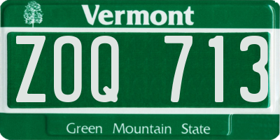VT license plate ZOQ713