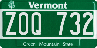 VT license plate ZOQ732