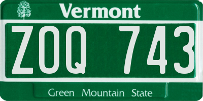 VT license plate ZOQ743