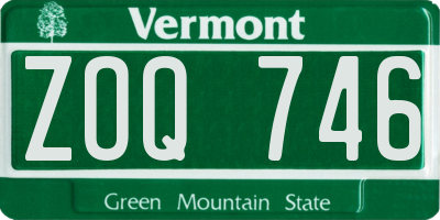 VT license plate ZOQ746