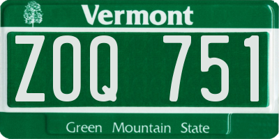VT license plate ZOQ751