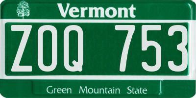 VT license plate ZOQ753