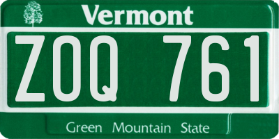VT license plate ZOQ761