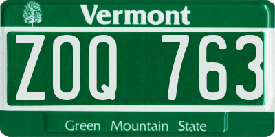 VT license plate ZOQ763