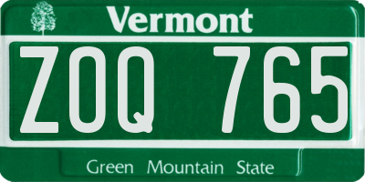 VT license plate ZOQ765