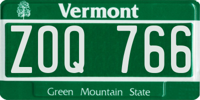 VT license plate ZOQ766
