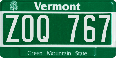 VT license plate ZOQ767