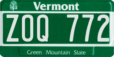 VT license plate ZOQ772