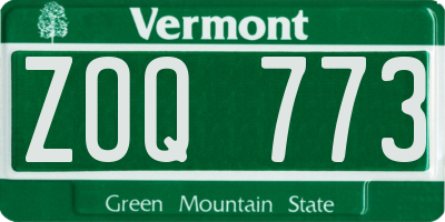 VT license plate ZOQ773