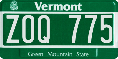 VT license plate ZOQ775