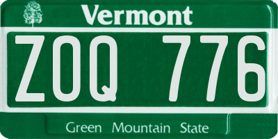 VT license plate ZOQ776
