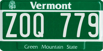 VT license plate ZOQ779