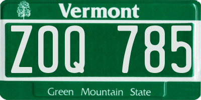 VT license plate ZOQ785