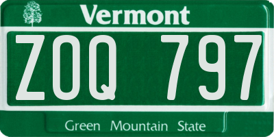 VT license plate ZOQ797