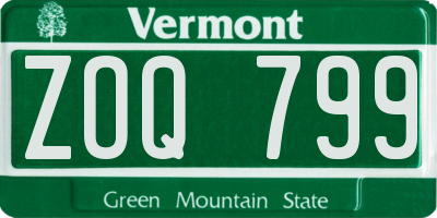 VT license plate ZOQ799