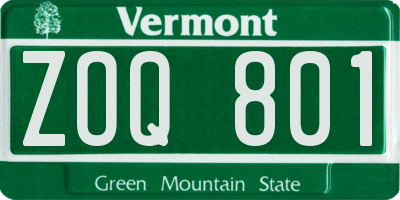 VT license plate ZOQ801