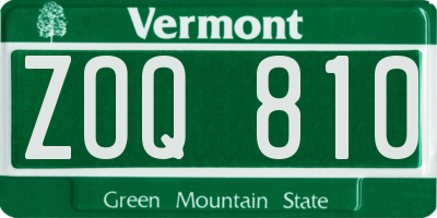 VT license plate ZOQ810