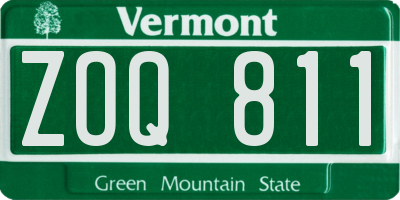 VT license plate ZOQ811