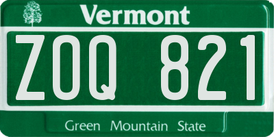 VT license plate ZOQ821
